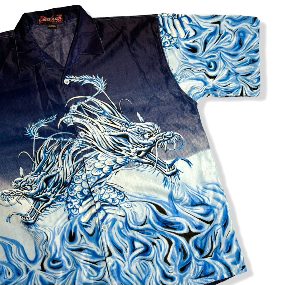 Vintage Y2K Dragon Graphic Button Up Shirt - Picture 3 of 4